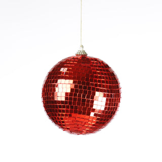 RED 100MM MIRROR BALL ORNAMENT