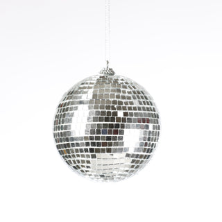 SILVER 100MM MIRROR BALL ORNAMENT