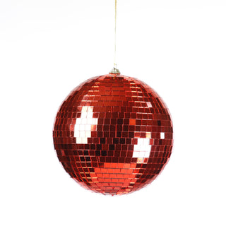 RED 150MM MIRROR BALL ORNAMENT