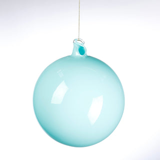 LIGHT BLUE 150MM BUBBLE GLASS ORNAMENT WITH CLEAR PVC BOX