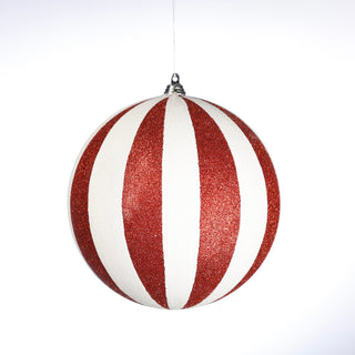 150MM RED/WHITE HANGING  BALL  WITH  MICA