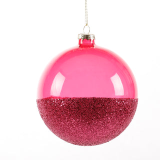 4.5" HOT PINK GLASS BALL ORN