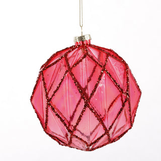 4.5" RED GLASS BALL ORN