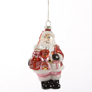 4.5" MULTICOLOR GLASS SANTA ORN