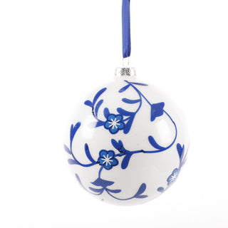 4.5" BLUE/WHITE GLASS BALL ORN STYLE A