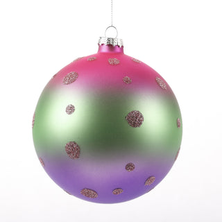 4.5" PINK/GREEN/PURPLE GLASS BALL ORN