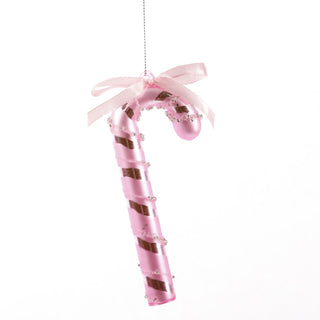 5" PINK GLASS CANDY CANE ORN