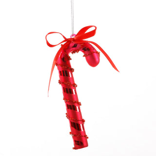 5" RED GLASS CANDY CANE ORN