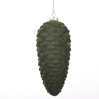 6" DARK GREEN GLASS PINECONE ORN STYLE A