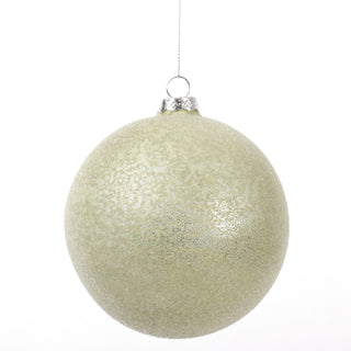 4.5" GREEN LEATHER FINISH GLASS BALL ORN STYLE A