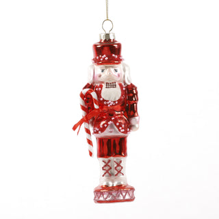 6" RED GLASS SANTA ORN