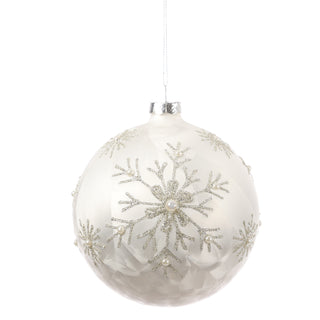 4.5" SNOWFLAKE BEADED GLASS BALL ORN