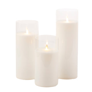 4"D 8/10/12 FLAMELESS GLASS CANDLE WITH REMOTE-CREAM