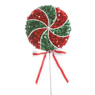 6"D X21.5"L CHRISTMAS CANDY STEM-Gr/Rd