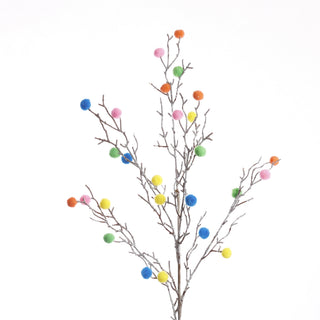 35" MULTI COLOR POMPOM BRANCH