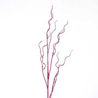 41" CURLY WILLOW BRANCH GLITTERED- Fuchsia
