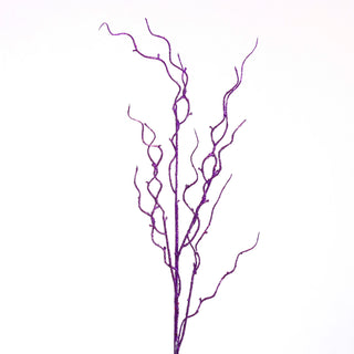 41" CURLY WILLOW BRANCH GLITTERED-Purple