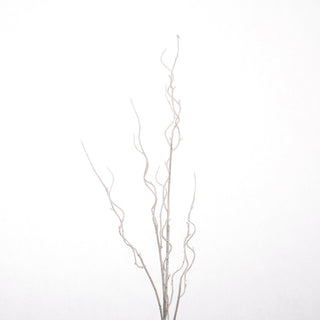 41" CURLY WILLOW BRANCH GLITTERED-White