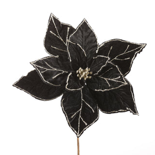 BLACK 22" VELVET POINSETTIA STEM