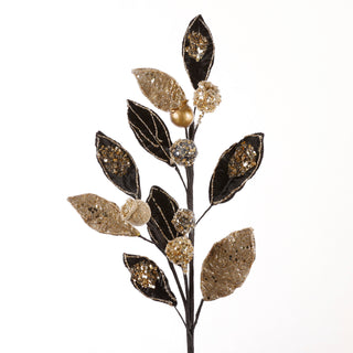 30" BLK/GLD VELVET W/JEWEL BERRY SALAL SPRAY