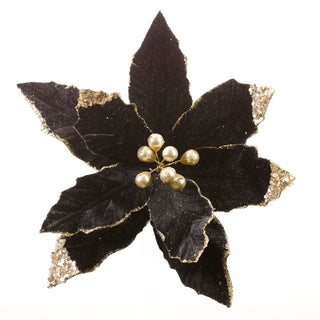 12" BLACK GOLD POINSETTA WITH CLIP