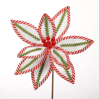 12.5" WHITE/GREEN/RED POINSETTIA