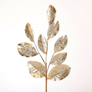 GOLD 32" SEQUINED BEADED MAGNOLIA LEAF SPRAY