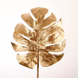 29" Gold Swiss Cheese Plant Floral Stem