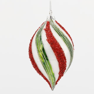 5"DOUBLE POINT ORNAMENT-GREEN RED WHITE