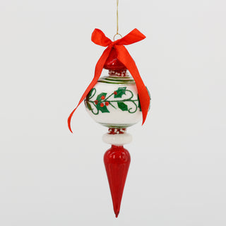 GLASS FINIAL Holly ORN STYLE C