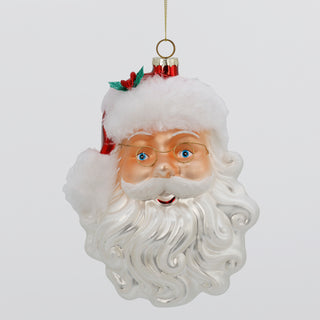 6.5"x 5.1"GLASS SANTA HEAD ORN