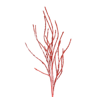 GLITTERED CHRISTMAS BRANCH STEM-Red