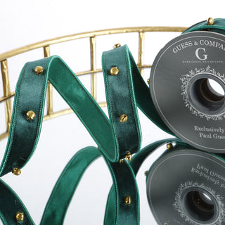 1" X 10 YD BELL ON GREEN VELVET WITH SAME DUPION BACK RIBBON