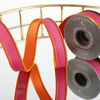 1" X 5 YD DIGITAL PRINT ON DUPION WITH ORANGE DUPION BACK ORANGE EDGE RIBBON