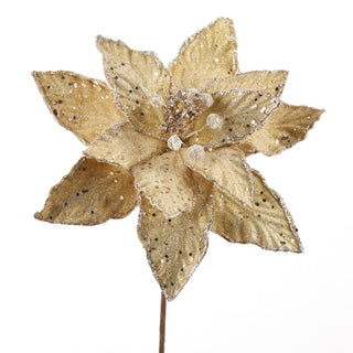 11.5" GOLD HOLLY LEAF POINSETTIA