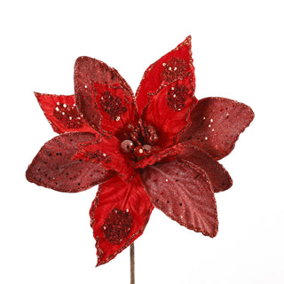 12" RED HOLLY LEAF POINSETTIA