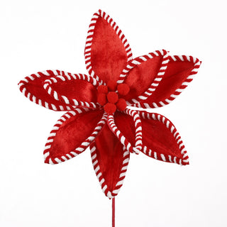 17.5" RED/WHITE POINSETTIA STEM