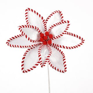 17.5" WHITE/RED POINTSETTIA STEM