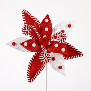 17.5" RED/WHITE POINSETTIA STEM