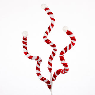 CHRISTMAS CURLY STEM 34" Color Rd/Wh