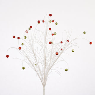 Glittered Christmas Stem Color Wh/Rd/Gr