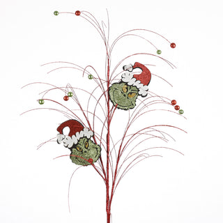 33" WHITE/GREEN/RED GRINCH FLORAL STEM