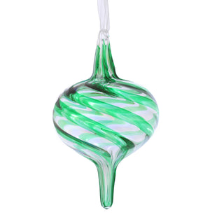 5.5"/3.2" GLASS FINIAL ORNAMENT GREEN