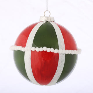 5" GLASS BALL ORN-RED/GREEN