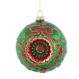 D 4" GLASS BALL Wreath Reflector ORN GREEN