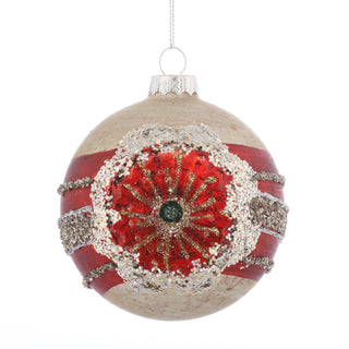 3.2" D GLASS CHRISTMAS TREE ON THE BALL ORN-RED