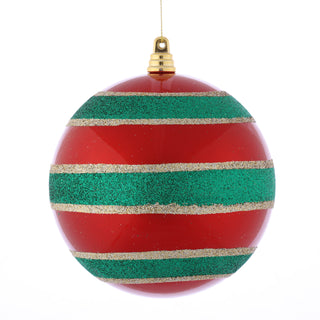 120MM STRIPE BALL ORN-RED GREEN
