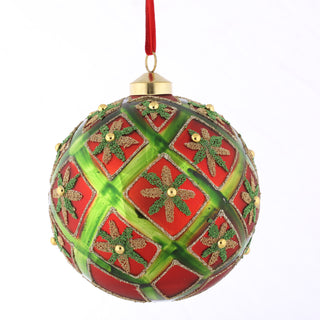 5" D GLASS BALL ORN-RED