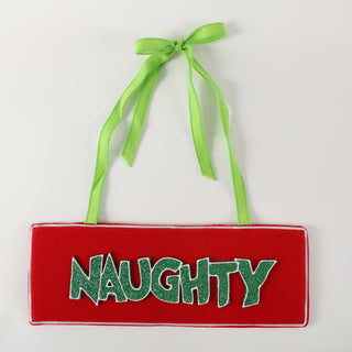16" NAUGHTY ORN-RED GRN