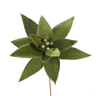 20" VEL/GLT POINSETTIA STEM-OLIVE